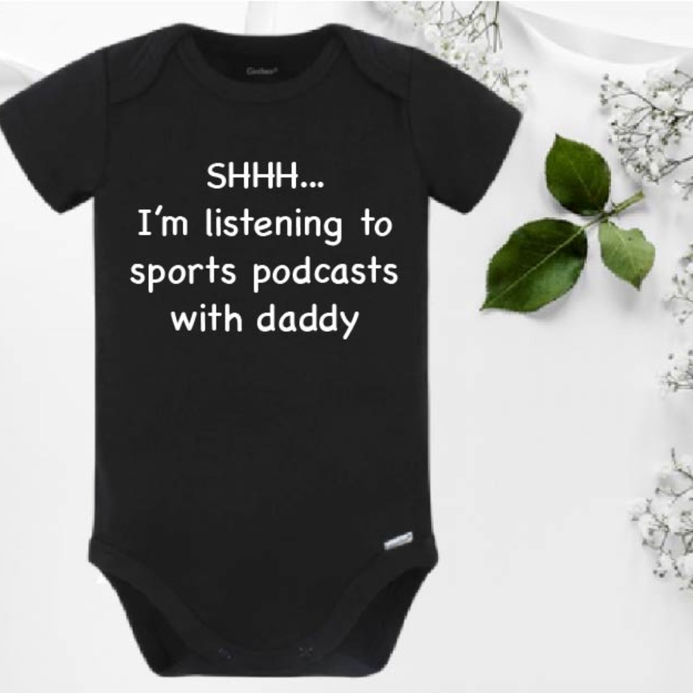 Shhh I'm listening to sports podcasts with daddy, Sports baby onesie®